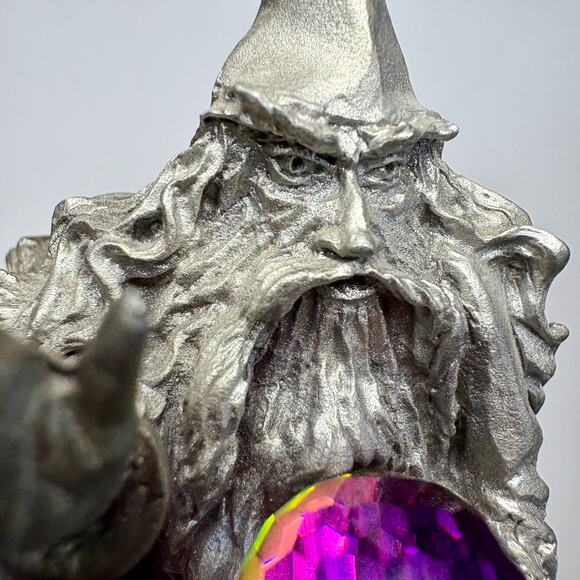 Book Wizard w/ Crystal Ball ,Spell Book Ray Lamb Perth Fine Pewter signed 1986 - Picture 11 of 11